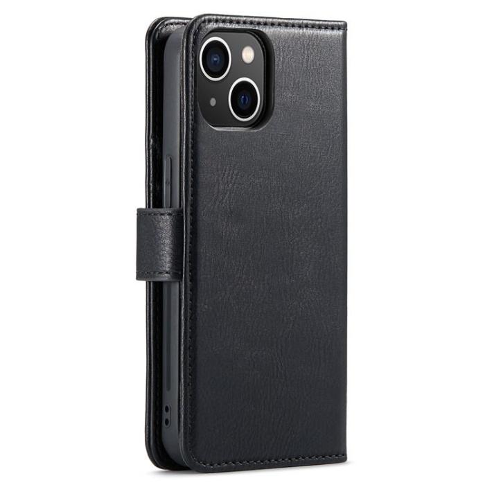 DG.MING - DG.MING iPhone 15 Plus Plånboksfodral Äkta Läder 2in1 - Svart