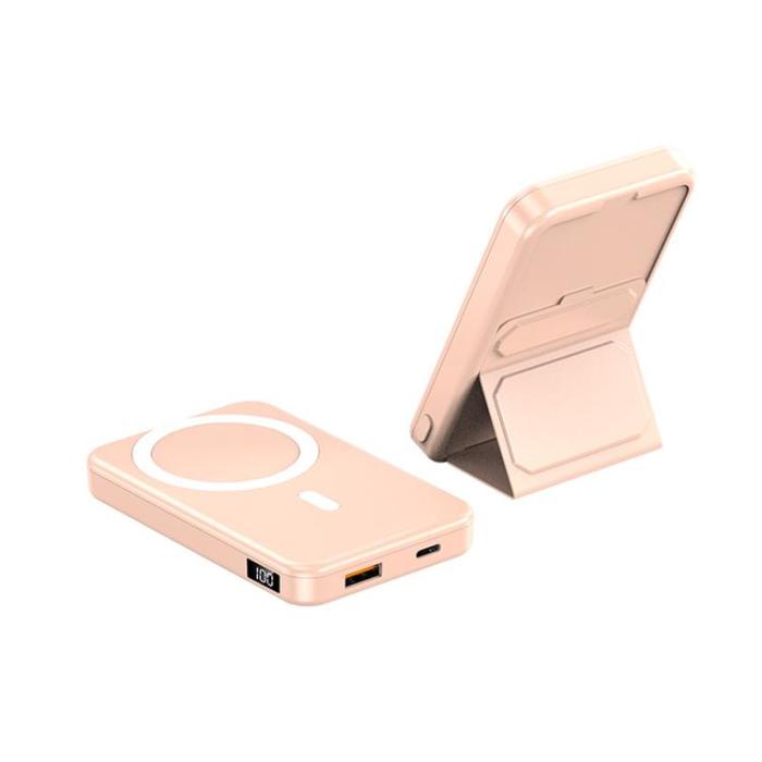 OEM - Magsafe Folding Magnetic Trådlös Powerbank 10000 mAh - Rosa