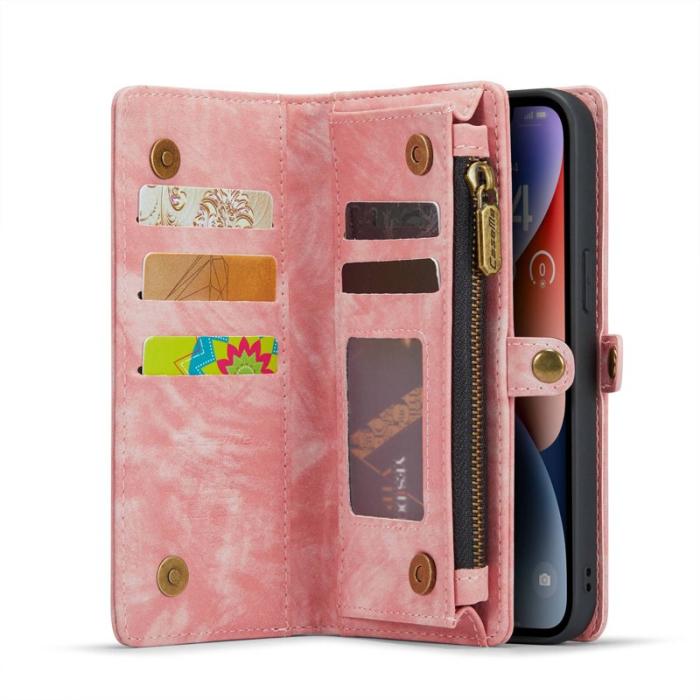Caseme - CASEME 008 Mobilskal till iPhone 13 2-i-1 TPU KonstLäder Rosa