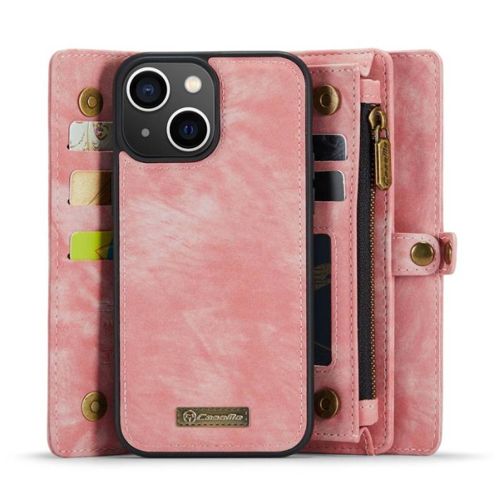 Caseme - CASEME 008 Mobilskal till iPhone 13 2-i-1 TPU KonstLäder Rosa