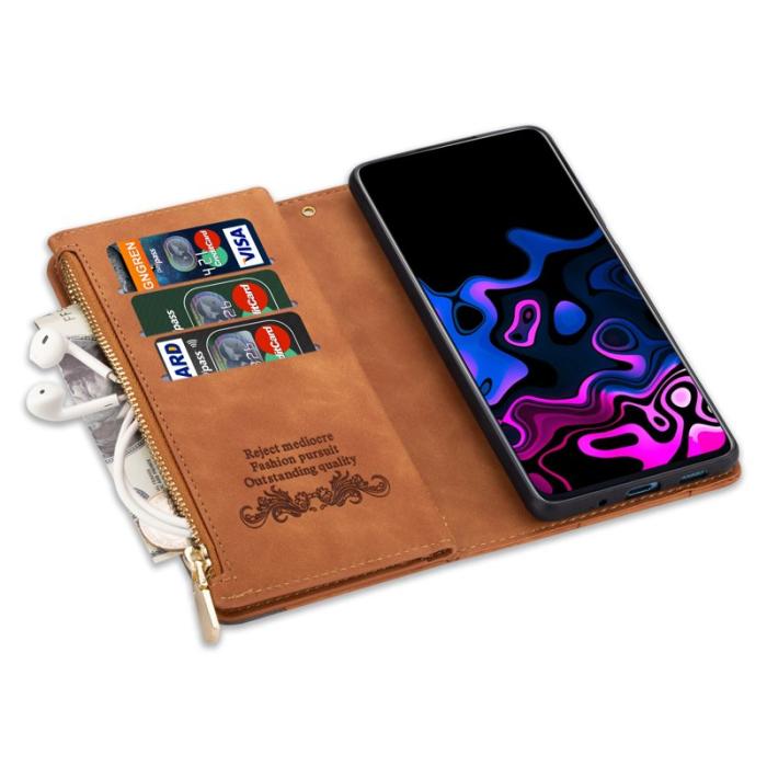 OEM - Samsung Galaxy S26 Plånboksfodral Färgsplicing Konstläder Ställ - Brun