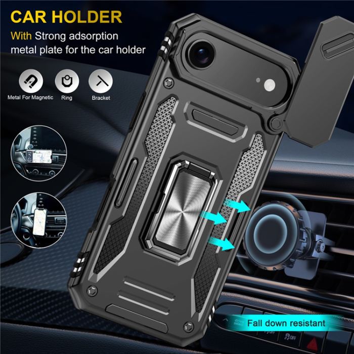A-One Brand - iPhone 17 Air Mobilskal Kickstand Lens Lid - Svart