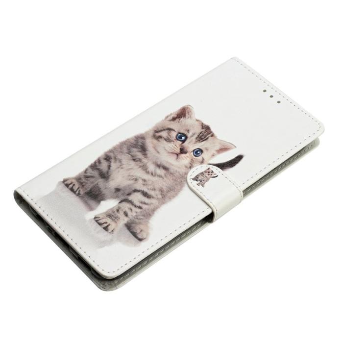 OEM - Samsung Galaxy S26 Plus Plånboksfodral Konstläder Mönstertryck Ställ - Söt Katt