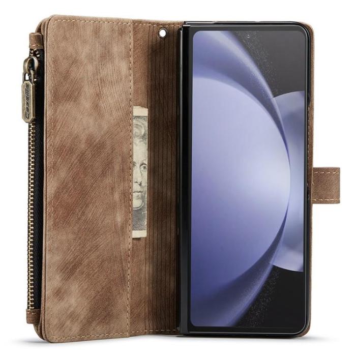 Caseme - CASEME Galaxy Z Fold 5 Plånboksfodral C30 Zipper - Brun