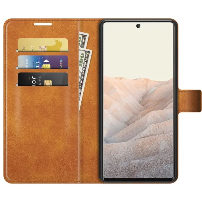 A-One Brand - Flip Folio Plånboksfodral till Google Pixel 6 Pro - Camel