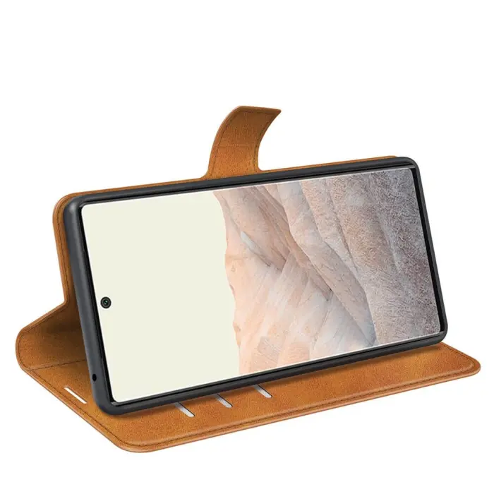 A-One Brand - Flip Folio Plånboksfodral till Google Pixel 6 Pro - Camel