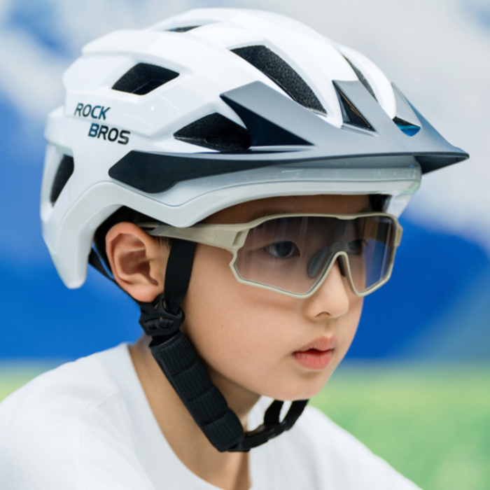 Rockbros - Rockbros LK-67 Cykelhjälm för Barn med Avtagbart Visir 54–58 cm - Vit