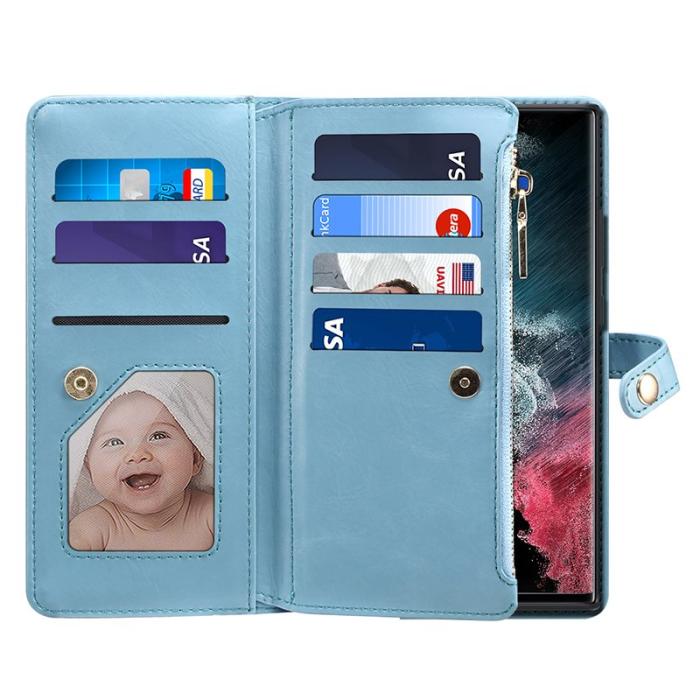 ESEBLE - ESEBLE Samsung Galaxy S24 Ultra Plånboksfodral Konstläder - Blå