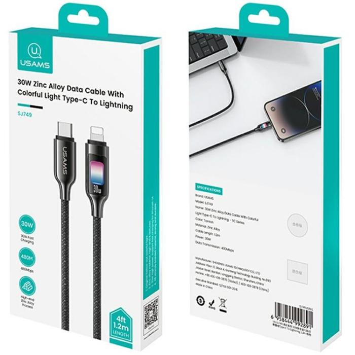 USAMS - USAMS USB-C Till Lightning Kabel 30W 1.2m TC - Tarnish