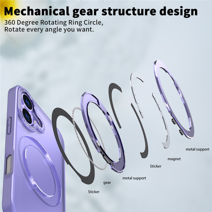 A-One Brand - iPhone 17 Mobilskal Ring Kickstand TPU PC - Lila