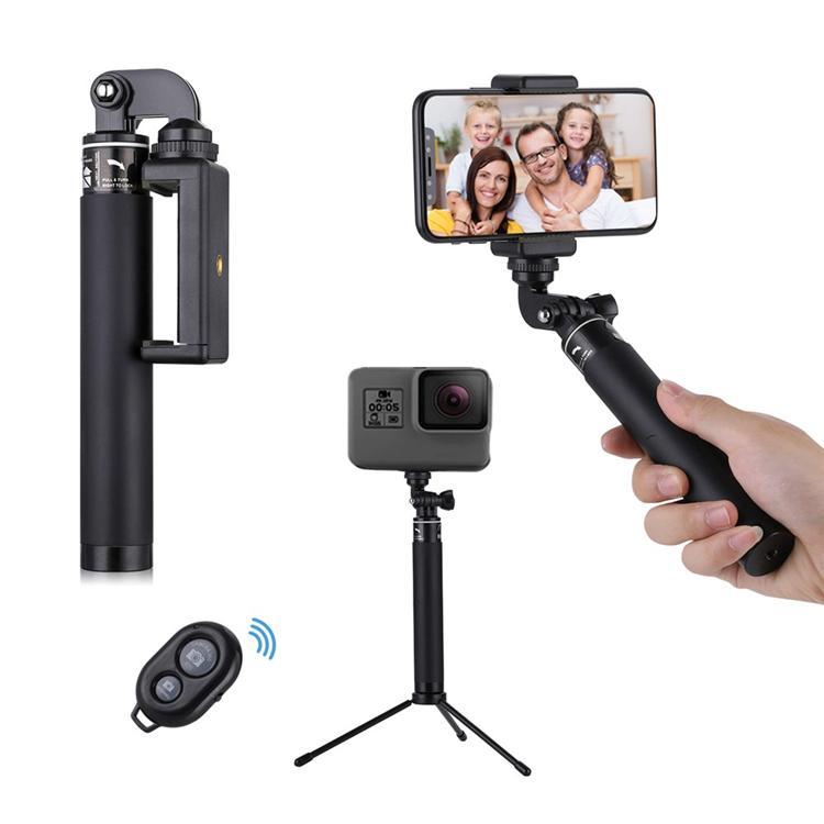 5-delad Utdragbar Bluetooth-Selfiestick med Tripod H611 - Svart | 5566 | AlltMobil