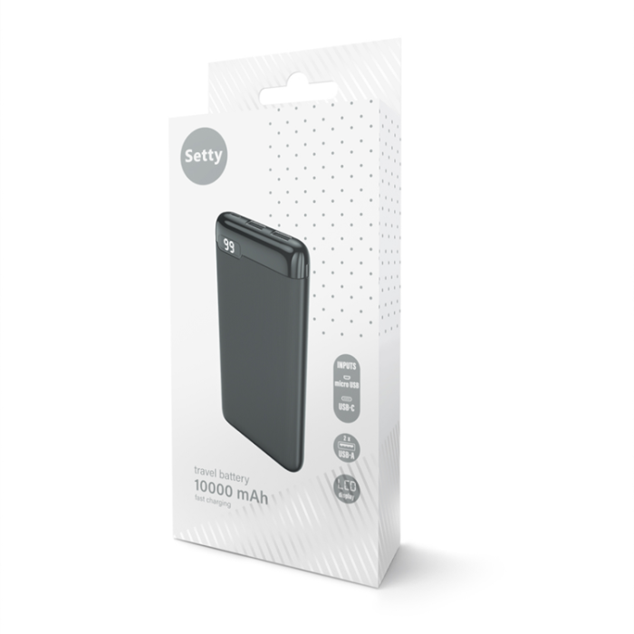 Setty - Setty Powerbank 10000 mAh LCD SPBL-10 - Svart