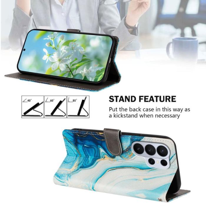 OEM - Samsung Galaxy S26 Ultra Fodral Konstläder Mönstertryck - Blå Marmor