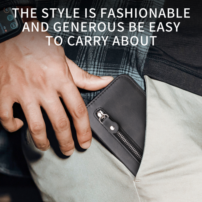 A-One Brand - OnePlus 15 5G Plånboksfodral Zipper Pocket PU Läder - Svart