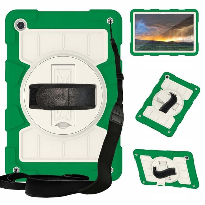 A-One Brand - Galaxy Tab A9 Plus Skal Rotating Handrem Med Axelrem - Grön