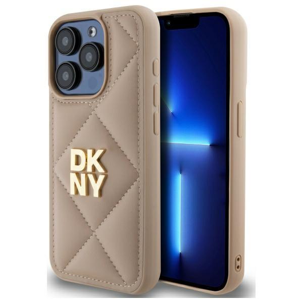 DKNY iPhone 15 Pro Mobilskal Quilted Stack Logo - Beige | 2353 | AlltMobil