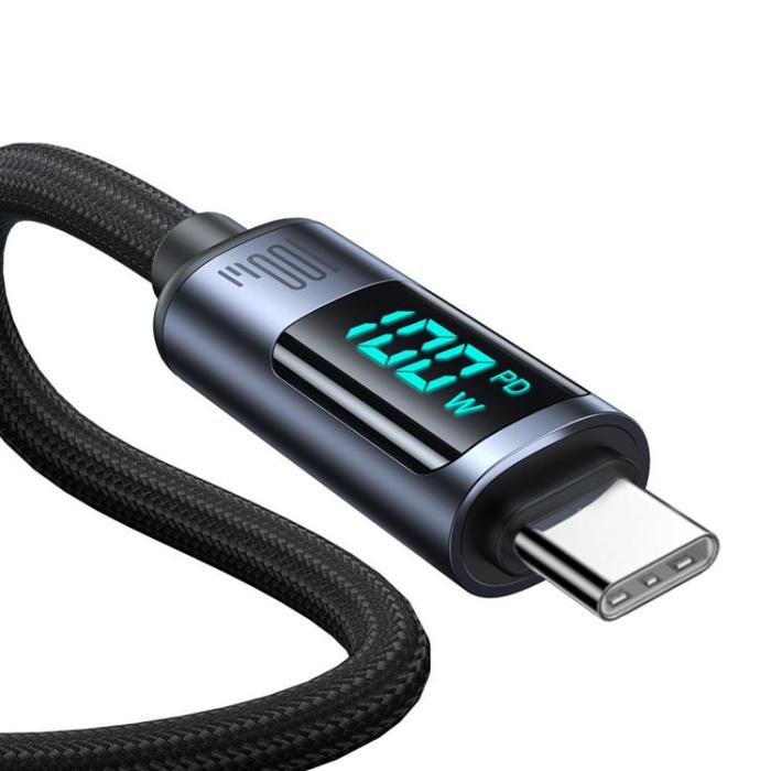 Joyroom - Joyroom USB-C till USB-C kabel 100W med LED display 1.2m