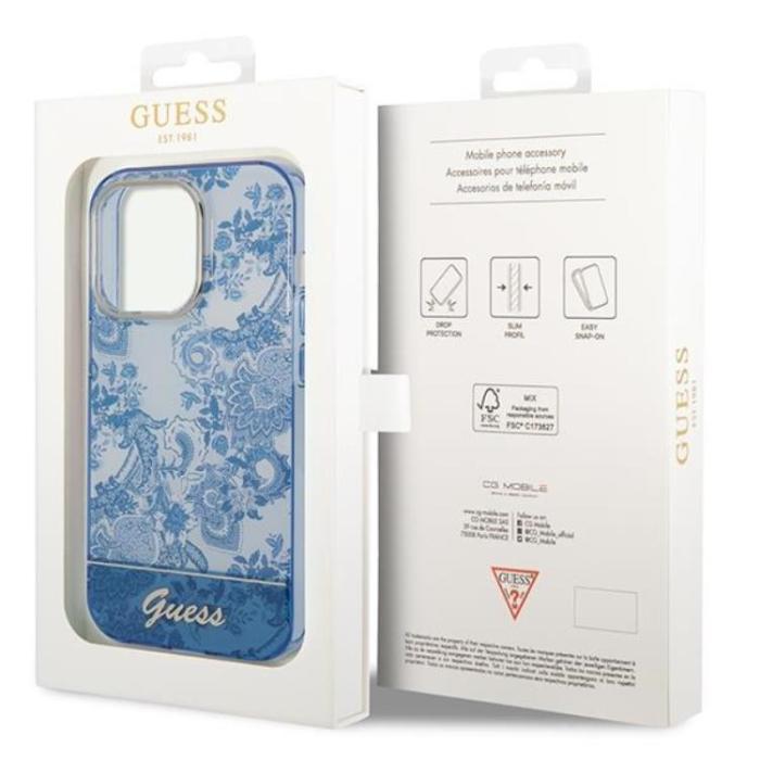 Guess - GUESS iPhone 14 Pro Max Skal Porcelain Collection - Blå