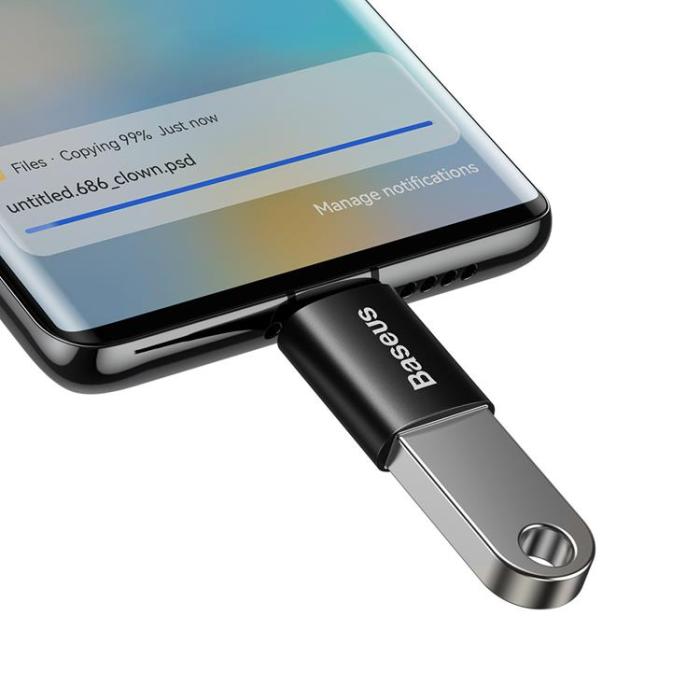 BASEUS - Baseus Adapter USB-C Till USB-A Ingenuity Series - Svart
