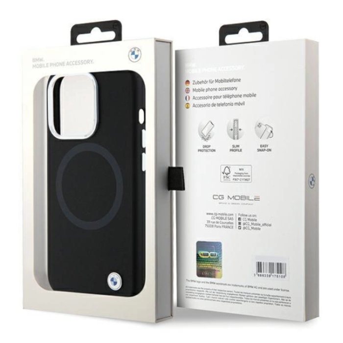 BMW - BMW iPhone 15 Pro Mobilskal Magsafe Signature Liquid Silikon - Svart