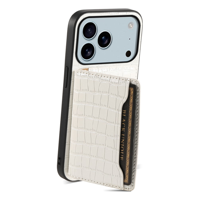 A-One Brand - iPhone 17 Pro Max Mobilskal Korthållare Crocodile - Vit