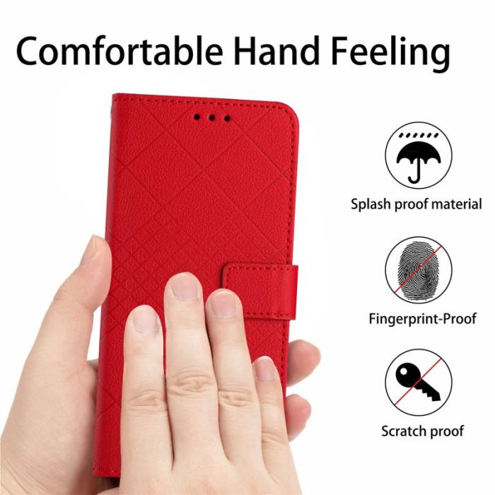 OEM - Samsung Galaxy S26 Fodral Imprint Konstläder Flip Folio - Röd