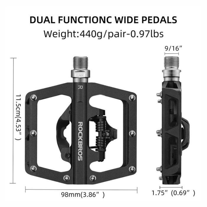 Rockbros - Rockbros Pedalset i aluminiumlegering för Cykel - Svart