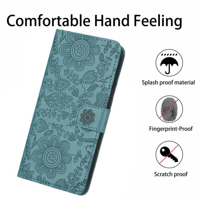 OEM - Samsung Galaxy S26 Plånboksfodral Blommönster Konstläder Flip - Grön