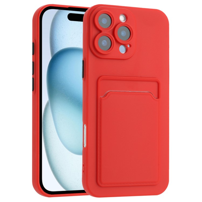 A-One Brand - iPhone 16 Pro Max Mobilskal Korthållare TPU - Röd