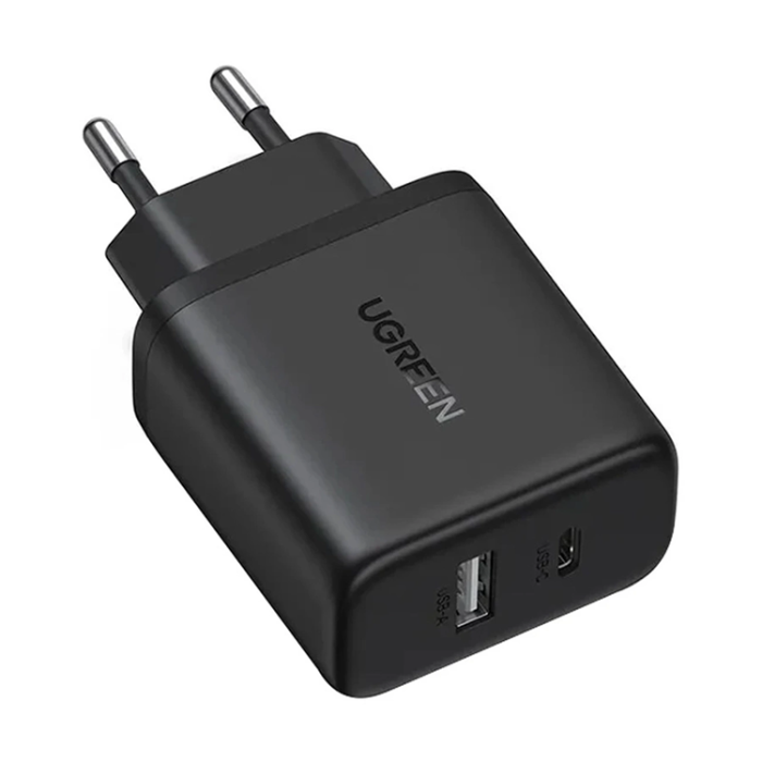 Ugreen - Ugreen GaN Snabbladdare 20W USB-C - USB-A - Svart