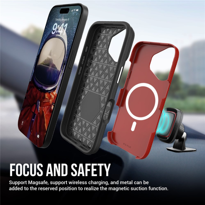 A-One Brand - iPhone 17 Mobilskal MagSafe Protective TPU+PC - Röd