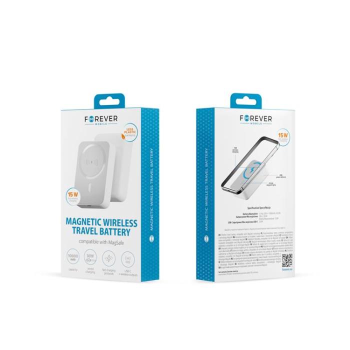 Forever - Forever MagSafe Trådlös Powerbank 10000mAh 20W - Vit