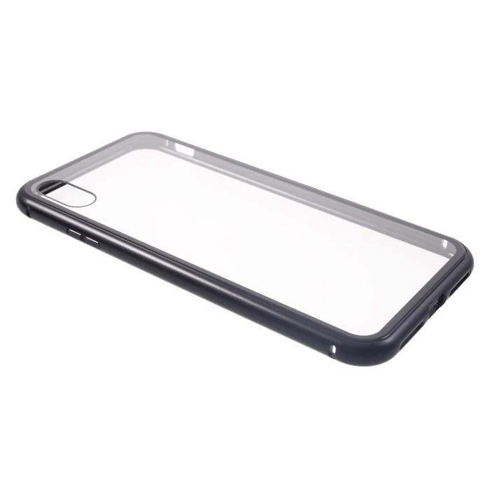 A-One Brand - Magnetisk Metal skal med Härdat Glas iPhone Xs Max - Svart
