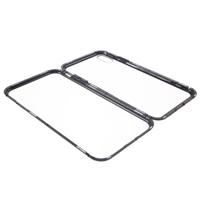 A-One Brand - Magnetisk Metal skal med Härdat Glas iPhone Xs Max - Svart