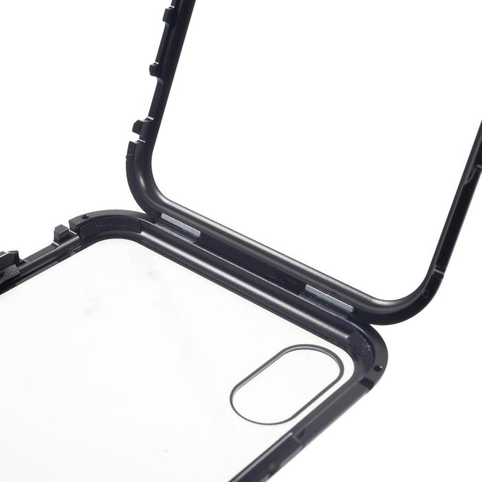 A-One Brand - Magnetisk Metal skal med Härdat Glas iPhone Xs Max - Svart