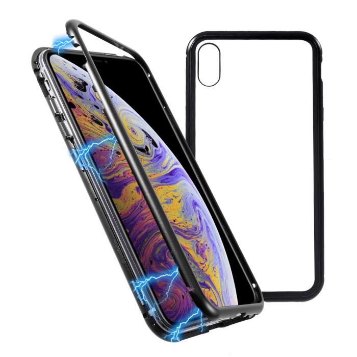 A-One Brand - Magnetisk Metal skal med Härdat Glas iPhone Xs Max - Svart