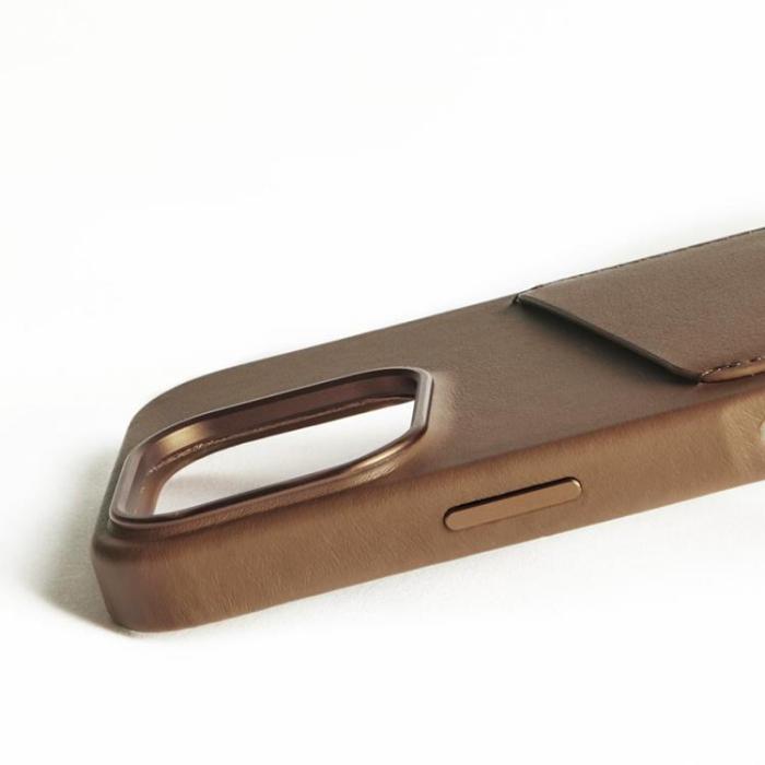 Mujjo - Mujjo iPhone 16 Pro Mobilskal MagSafe Korthållare - Tan