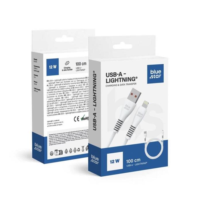 Blue Star - Blue Star USB-A - Lightning Kabel 1m 2A 12W DC99I - Vit