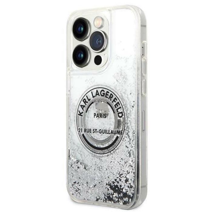 KARL LAGERFELD - Karl Lagerfeld iPhone 14 Pro Skal Liquid Glitter RSG - Silver