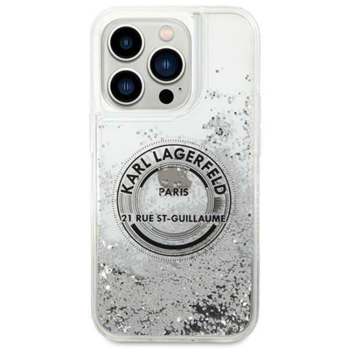 KARL LAGERFELD - Karl Lagerfeld iPhone 14 Pro Skal Liquid Glitter RSG - Silver