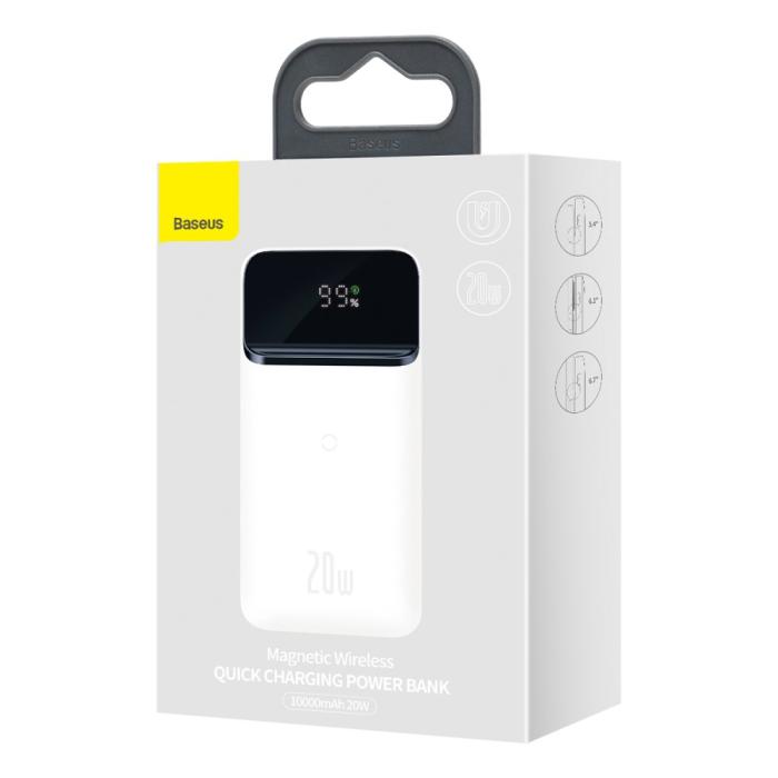 BASEUS - BASEUS Magnetic Magsafe Trådlös Powerbank 20W 10000mAh - Vit