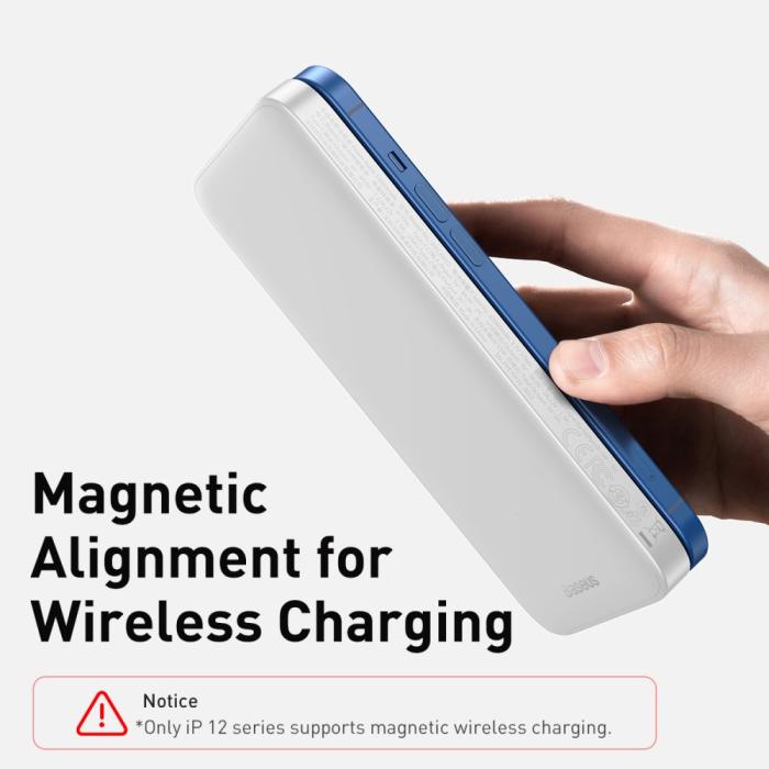 BASEUS - BASEUS Magnetic Magsafe Trådlös Powerbank 20W 10000mAh - Vit