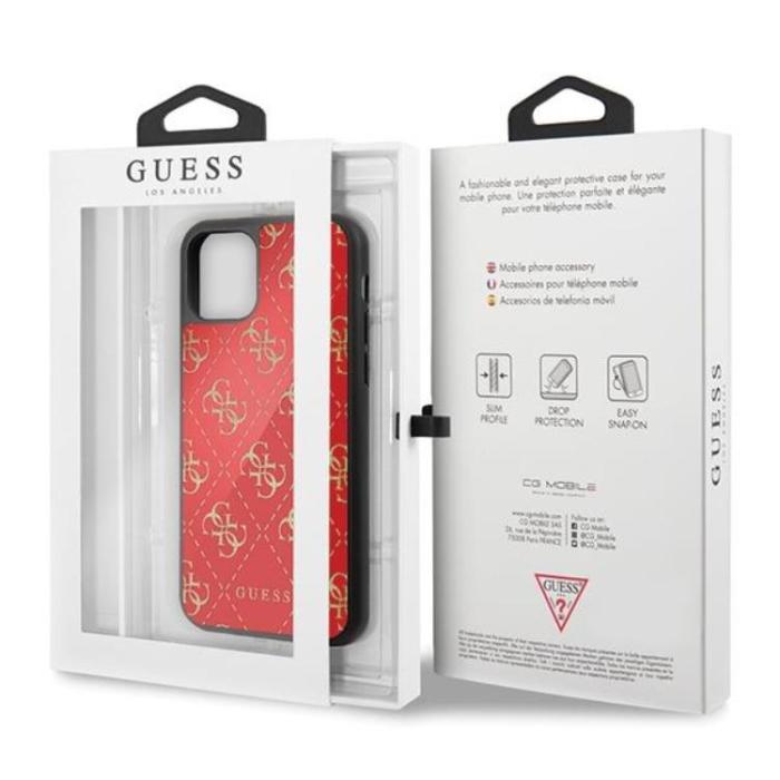 UTGATT5 - Guess 4G Double Layer Glitter Skal iPhone 11 Pro - Röd