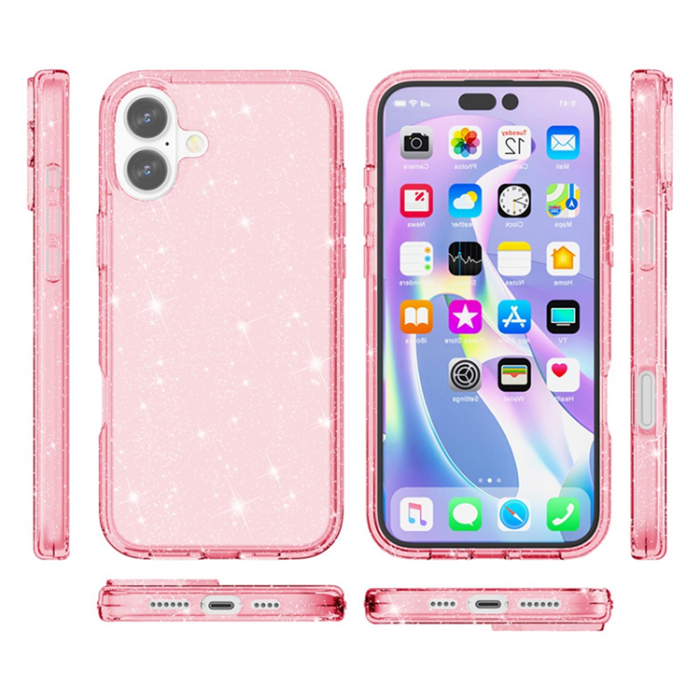 A-One Brand - iPhone 17 Mobilskal Glittrande Puderglitter - Rosa
