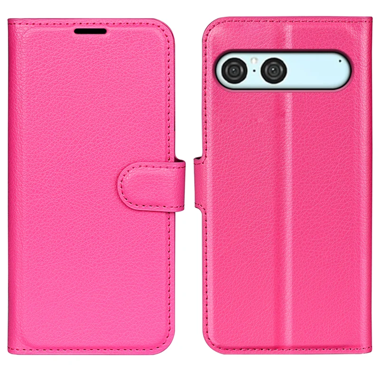 Sony Xperia 10 VII Plånboksfodral Litchi Texture - Rosröd | 2353 | AlltMobil