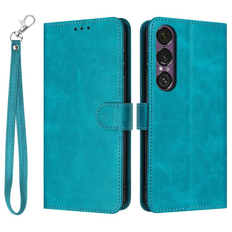Sony Xperia 1 VII Konstläder Plånboksfodral Calf Texture Med Rem - Grön | 2353 | AlltMobil