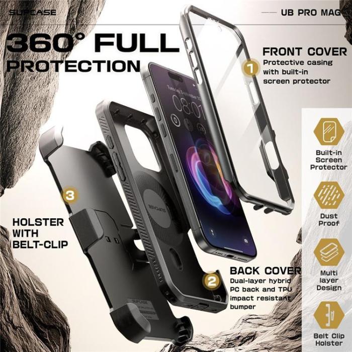 SupCase - Supcase iPhone 16 Pro Max Mobilskal Magsafe UB Pro - Svart