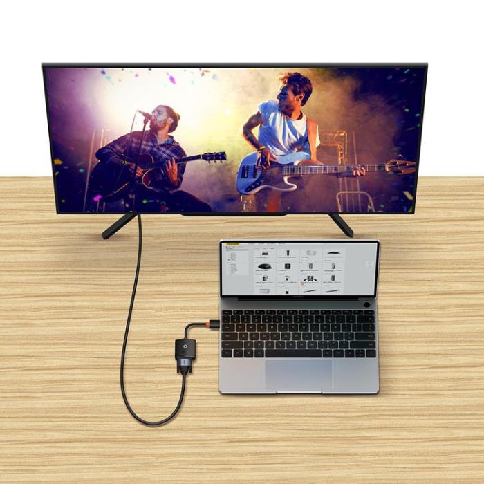 BASEUS - Baseus Adapter HDMI Till VGA Micro USB - Svart