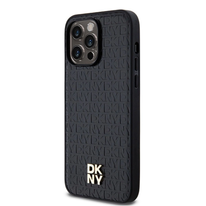 DKNY - DKNY iPhone 15 Pro Mobilskal Magsafe Läder Pattern Metal Logo