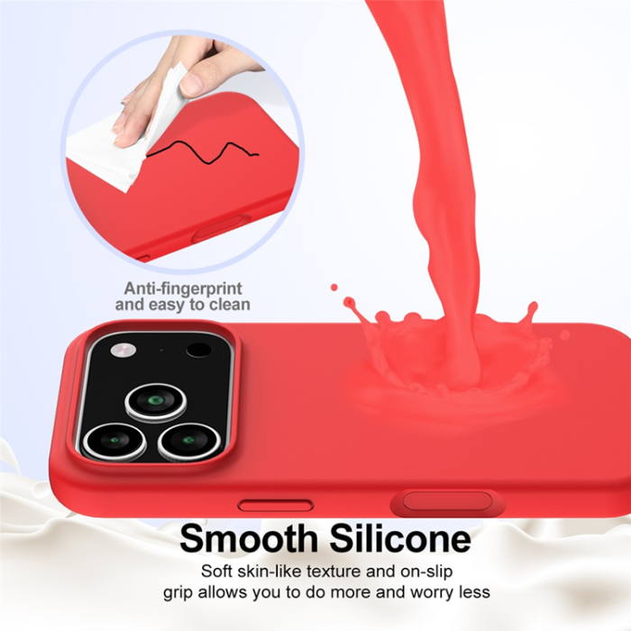 A-One Brand - iPhone 17 Pro Max Mobilskal MagSafe Silikon Anti-Drop - Röd